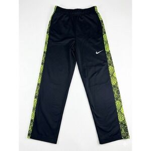 Nike Dri-Fit Boys L Pants Black Neon Lime Green Therma Fit Track Sweatpants
